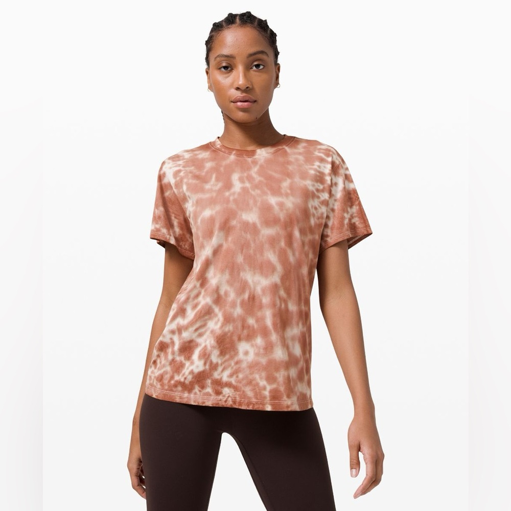 lululemon athletica all yours short sleeve in rust tie dye Crewneck